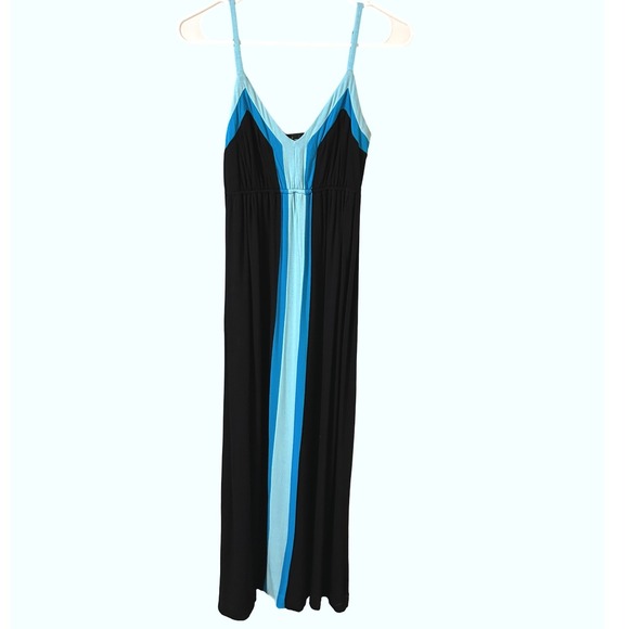 INC International Concepts Dresses & Skirts - INC International Concepts Maxi Dress Small‎ Black Blue Stripe Jersey
